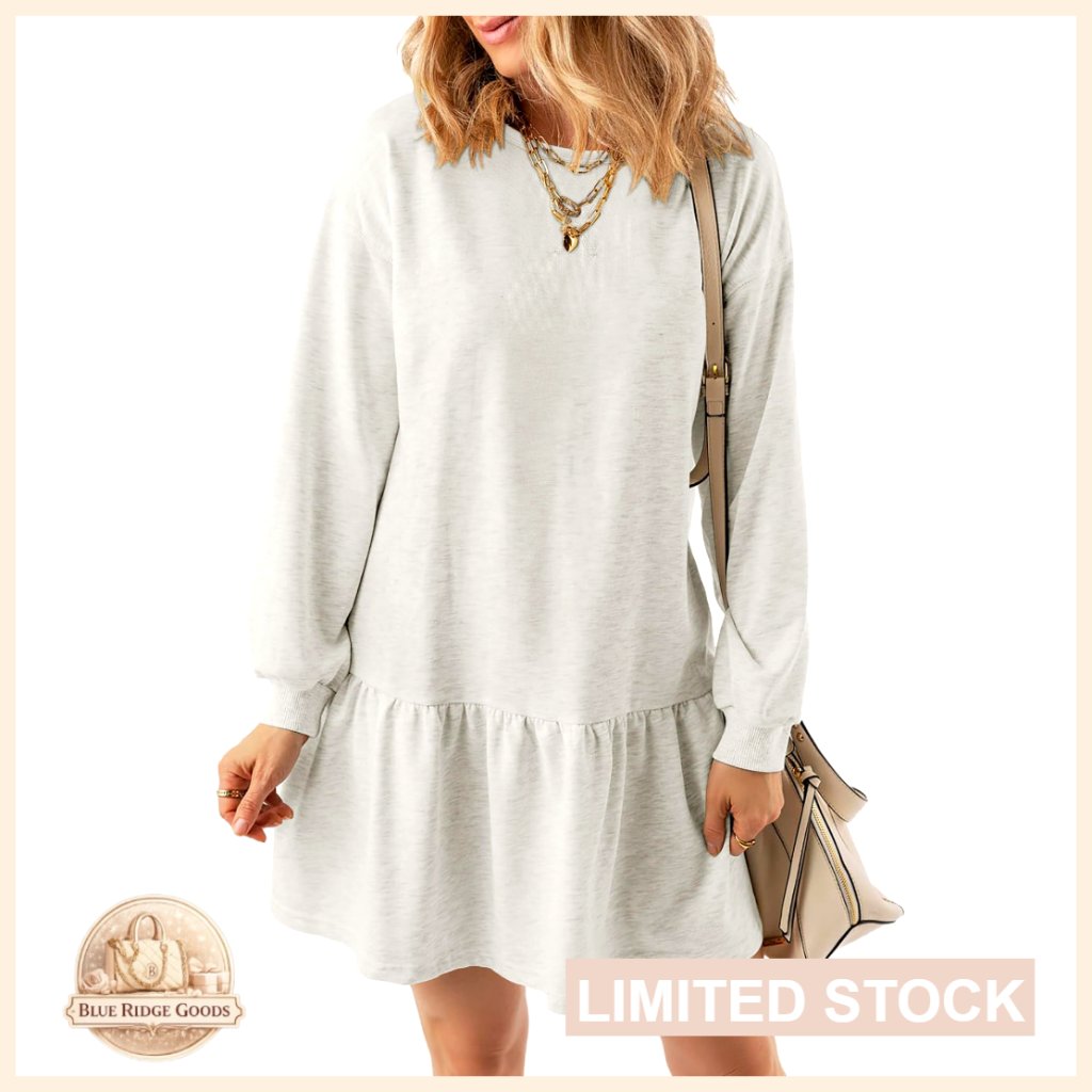 Long Sleeve Pullover Sweatshirt Dress Patchwork Mini Casual Fall Winter